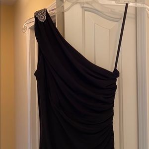 Ralph Lauren black one shoulder evening gown